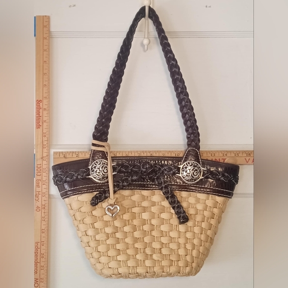 Brighton Candice straw and leather women's purse handbag vintage vtg woven boho - Picture 3 of 10